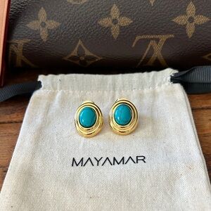 Mayamar classic and timeless Gold and Turquoise Earrings